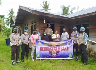 Propam Polres Meranti Salurkan Sembako Untuk Warga Kurang Wampu