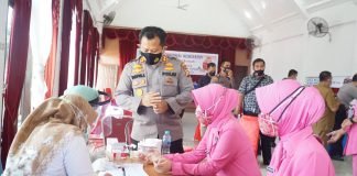 Polres Rohul Berdonor Darah di HUT Bayangkara ke-75, Polri Dukung Percepatan Penanganan Covid 19