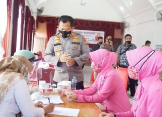 Polres Rohul Berdonor Darah di HUT Bayangkara ke-75, Polri Dukung Percepatan Penanganan Covid 19