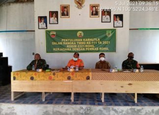 Satgas TMMD ke-111 Kodim 0321 Rohil Laksanakan Sosialisasi Karhutla