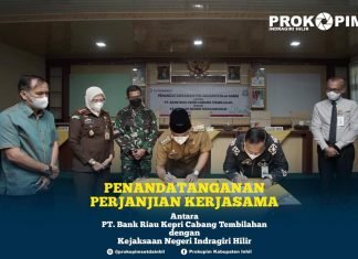 Bupati Wardan Saksikan Penandatanganan Kerjasama BRK dengan Kejari Inhil