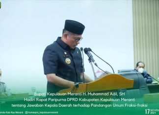 Bupati Meranti Berikan Jawaban Kepala Daerah atas Pandangan Umum Fraksi-Fraksi