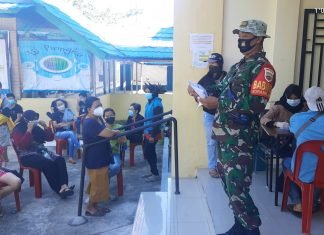 Babinsa Koramil 02/Tebing Tinggi Pastikan Vaksinasi di UPT Selatpanjang Lancar
