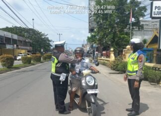 Unit Lantas Polsek Ujungbatu Gelar Ops Lancang Kuning 2024