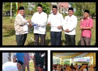 Bupati Bistamam Bersama Keluarga Besar DLH Rohil Sembelih Hewan Kurban