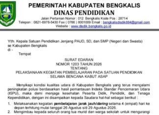 Kualitas Udara Tidak Sehat, Pelajar di Bengkalis Belajar Daring