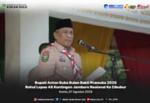 Bupati Anton Buka Bulan Bakti Pramuka 2026, Lepas 48 Kontingen Jambore Nasional ke Cibubur