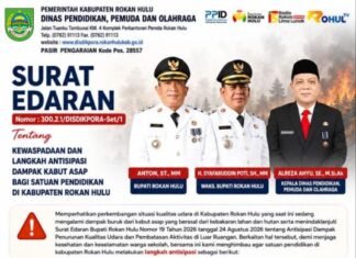 Antisipasi Kabut Asap, Atas Arahan Bupati Disdikpora Rokan Hulu Keluarkan Surat Edaran
