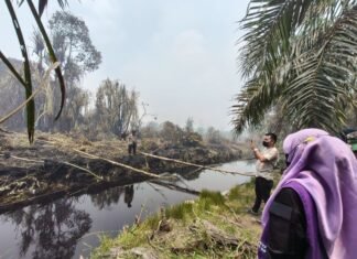 Ketua Tim Penggerak PKK Siak Turun ke Garis Depan Padamkan Karhutla