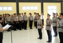 Kapolres Rohul Pimpin Sertijab Tiga Pejabat Polres
