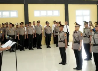 Kapolres Rohul Pimpin Sertijab Tiga Pejabat Polres